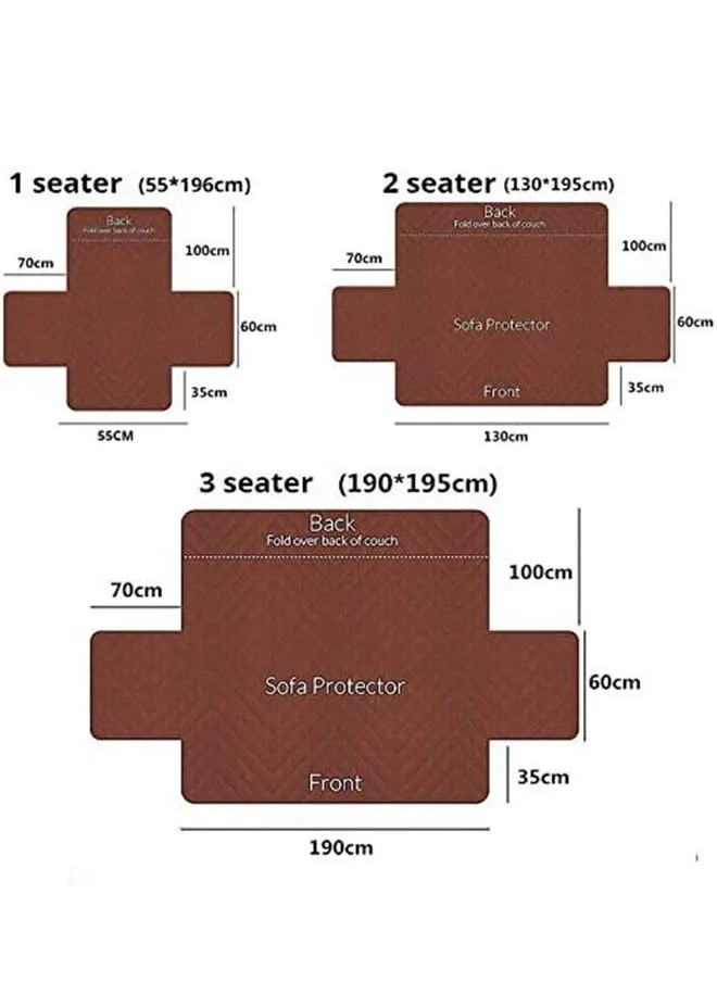 غطاء اريكة قابل للازالة 1/2/3 مقاعد، غطاء اريكة لغرفة المعيشة وكرسي بذراعين (بني）-2