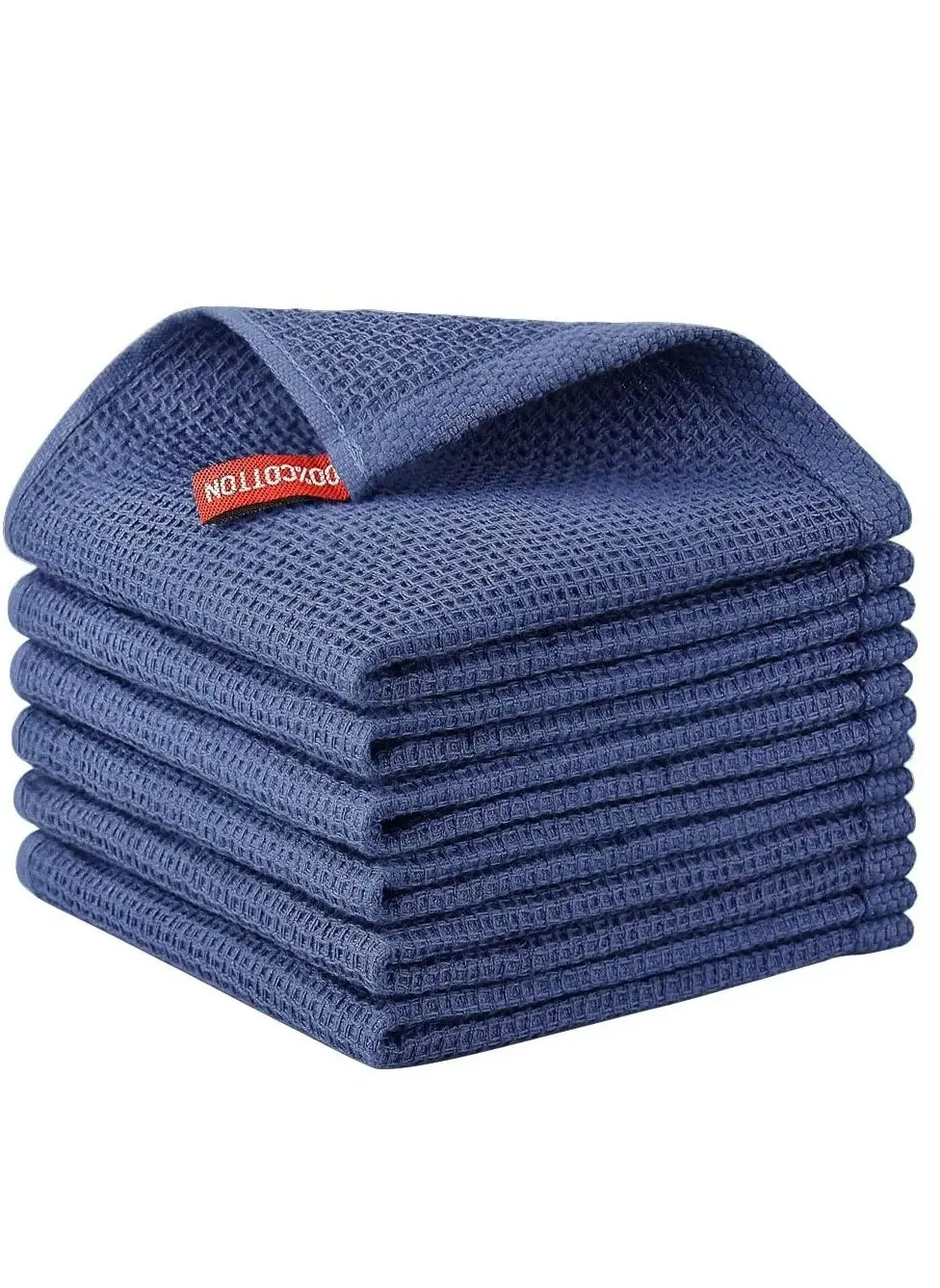 100% Cotton Kitchen Dish Cloths, 6-Pack Ultra Soft Absorbent Quick Drying Dish Towels, Quick Drying Tea Towels Set, 12x12 Inches, Navy Blue-1