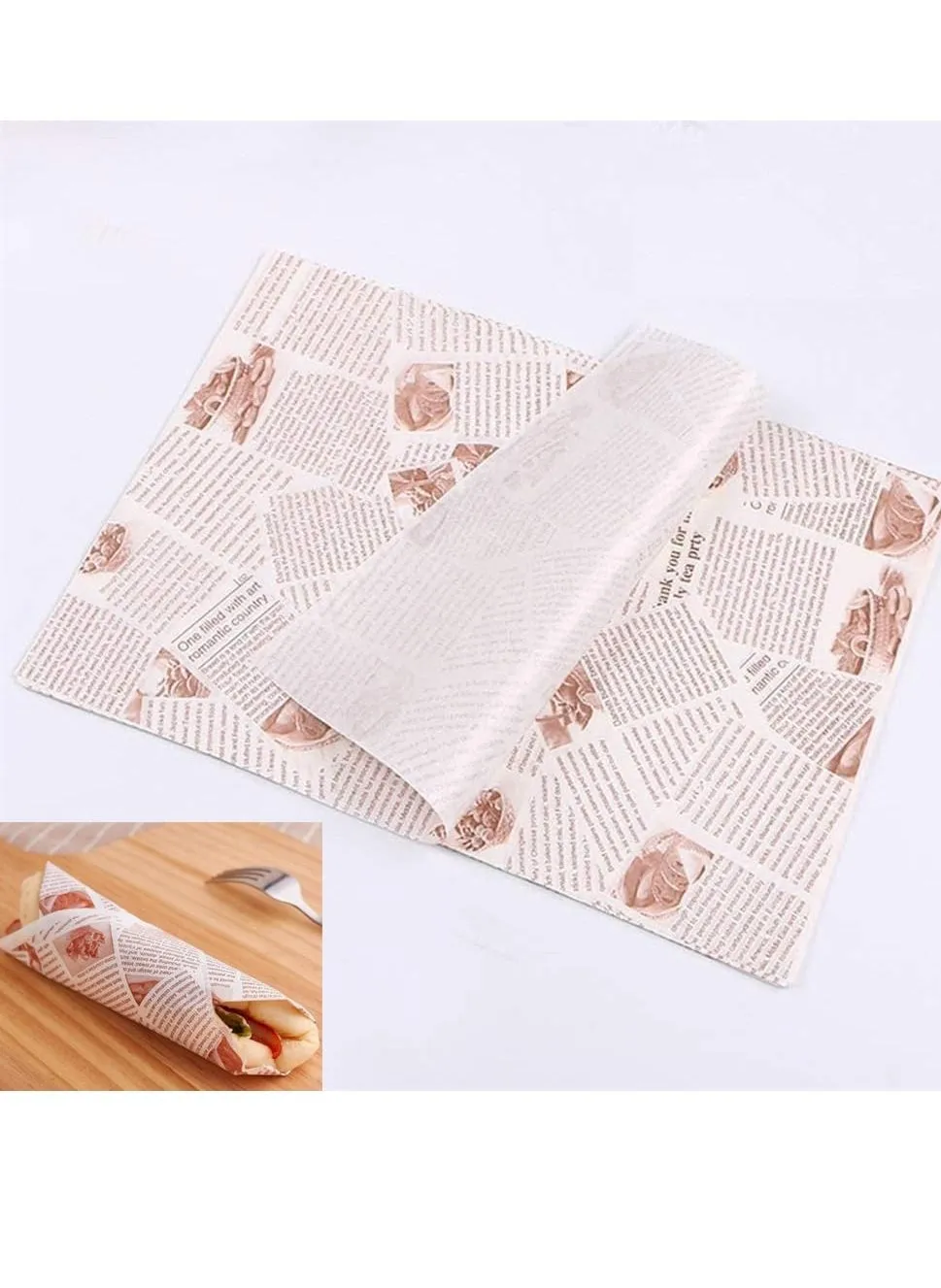 100 Pieces Sandwich Wrapper Waxed Baking Paper Disposable Greaseproof Square Food Wrap Tray Liner for Burger Cake Bread-1