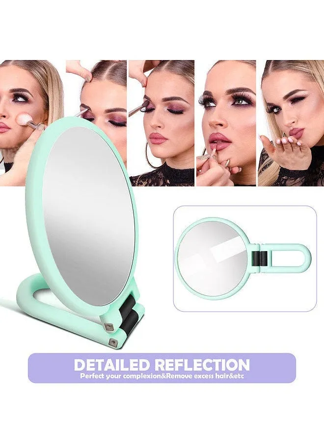 10X/15X Magnifying Handheld Mirror Folding Handle Double-sided Portable Travel Magnified Hand Pedestal Makeup-2