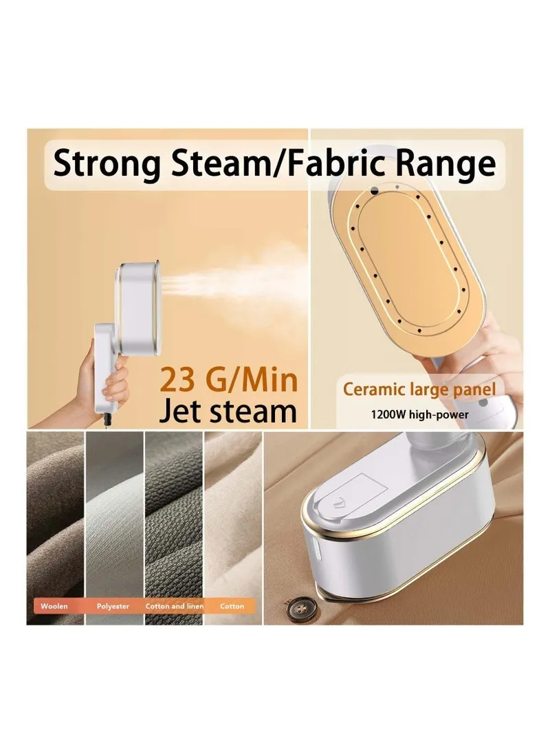 1200W Handheld Steam Iron, Fast Heating Portable Travel Garment Steamer, 180° Rotatable Folding Handle, with LCD Screen, 3 Steam Levels-2