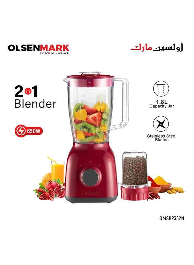 طقم خلاط وعصارة 2 في 1 سعة 1.8 لتر و650.0 وات OMSB2362N أحمر 1.8 L 650 W OMSB2362N أحمر-1