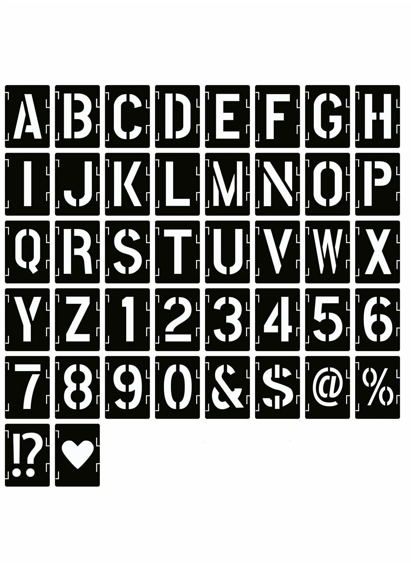 2 Inch Letter Stencils Symbol Numbers Craft 42 Pcs Reusable Alphabet Templates Interlocking Kit for Painting on Wood Wall Fabric Rock Chalkboard Sign DIY Art Projects-1