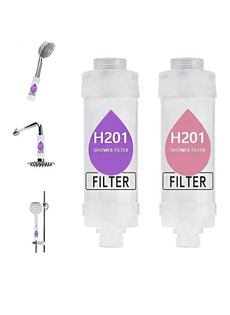 2 PCS Vitamin C Shower Filter, Shower Head Filter for Removing Chlorine Fluoride Deposits, Water Purification with Beads, Helps with Dry Skin and Hair Loss, Easy to Install (Lavender + Sakura)-1