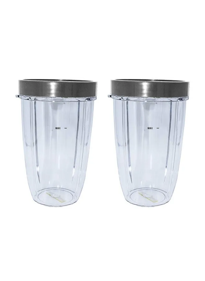 2 Piece Tall Cup And Lip Ring For Nutribullet Clear/Grey-1