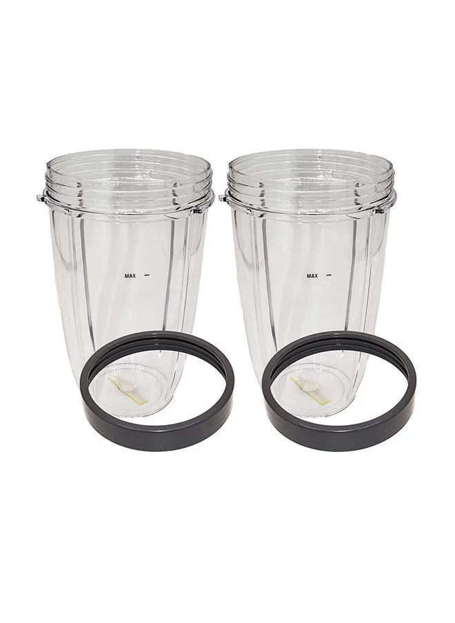 2 Piece Tall Cup And Lip Ring For Nutribullet Clear/Grey-2