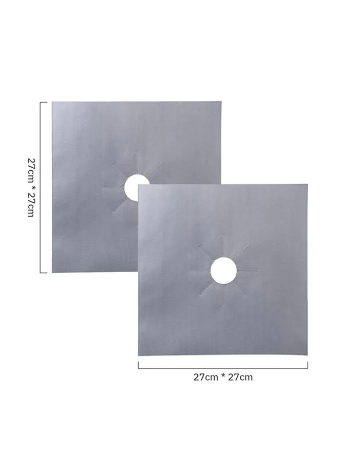 أغطية موقد من الألياف الزجاجية تناسب جميع المواقد من قطعتين فضي 27x27سم-2