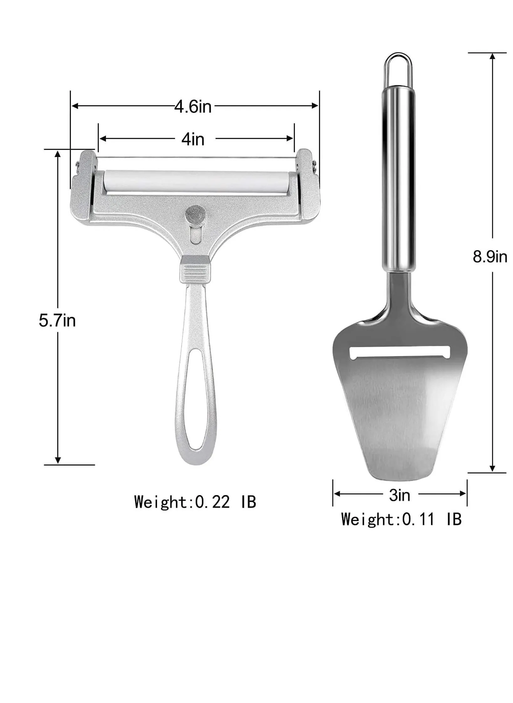 2 Pieces Cheese Slicer Set, Stainless Steel Wire with Plane Tool, Adjustable Thickness Cutter for Soft, Semi-Hard, Hard Cheeses Kitchen Cooking Tool-2