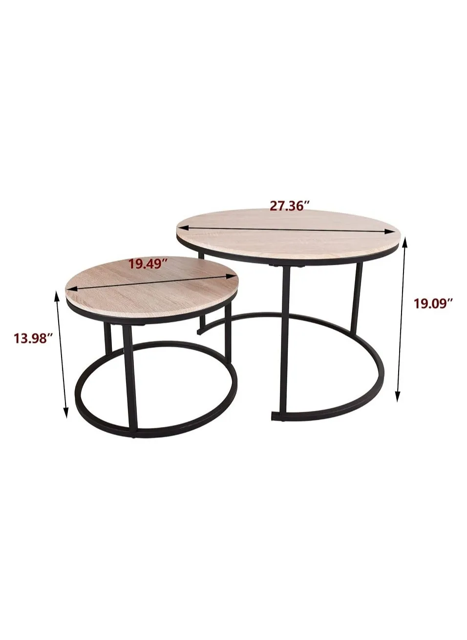 طقم طاولة قهوة من قطعتين MDF بتصميم هندسي دائري لغرفة المعيشة-2