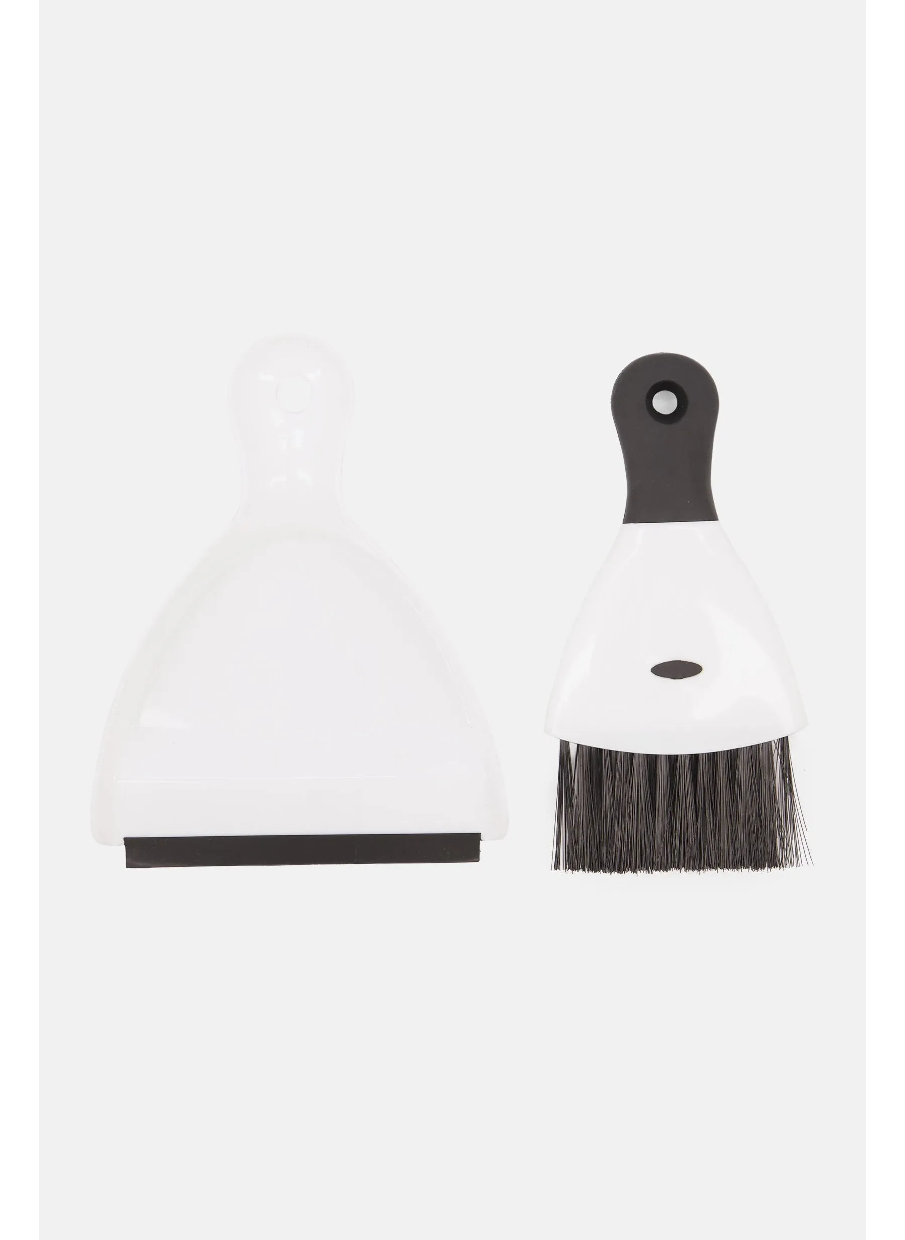 2 Pieces Mini Dust Pan And Brush Set, White-2