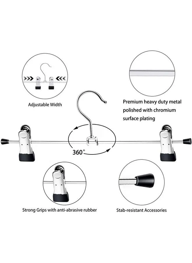20 حزمة من شماعات السراويل، شماعات التنورة مع مشابك، شماعات بنطلون معدنية مع شماعات قابلة للتعديل غير قابلة للانزلاق، موفرة للمساحة لملابس التنانير والسراويل-2