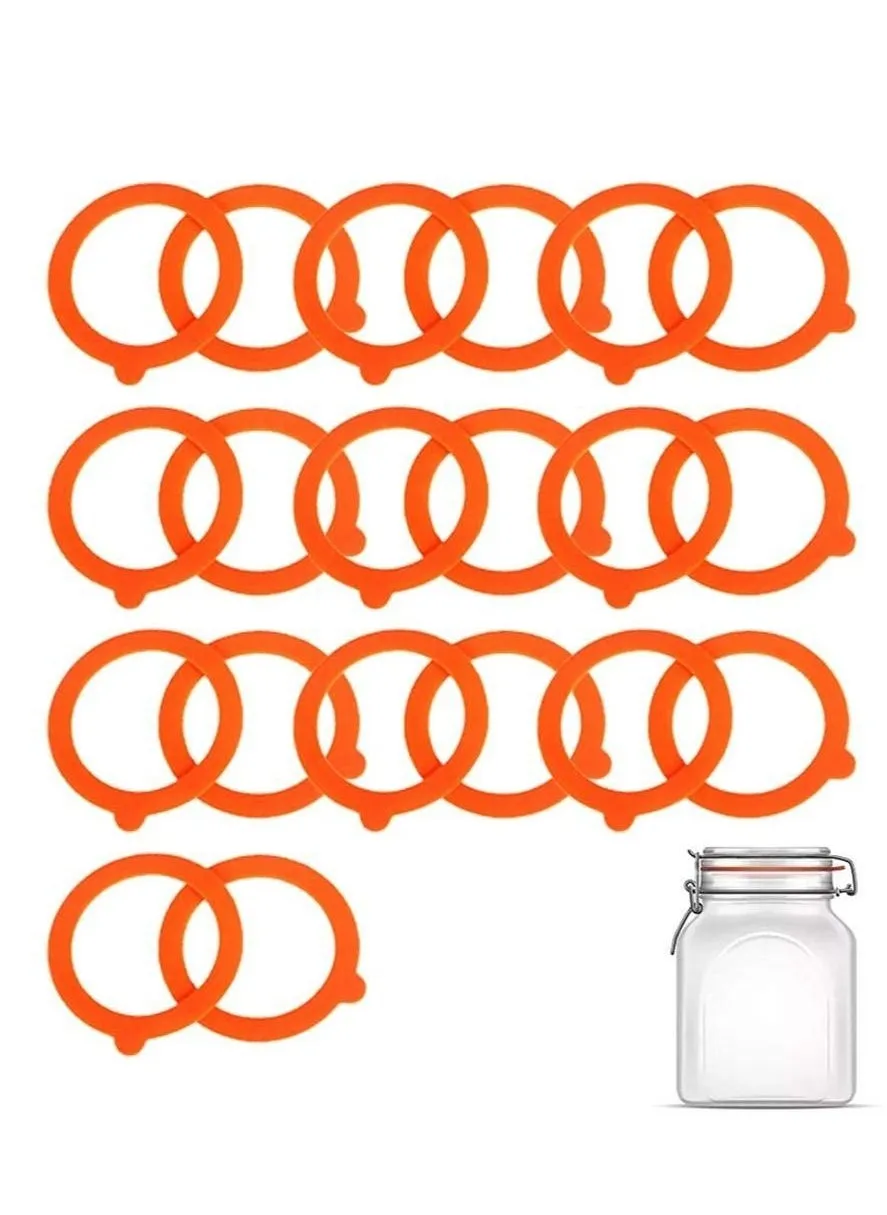 20 Pcs Silicone Sealing Gaskets Rings for Jars,Leakproof Replacement Rubber Seals for Glass Clip Top Jars Storage Can Bottle,Orange-1