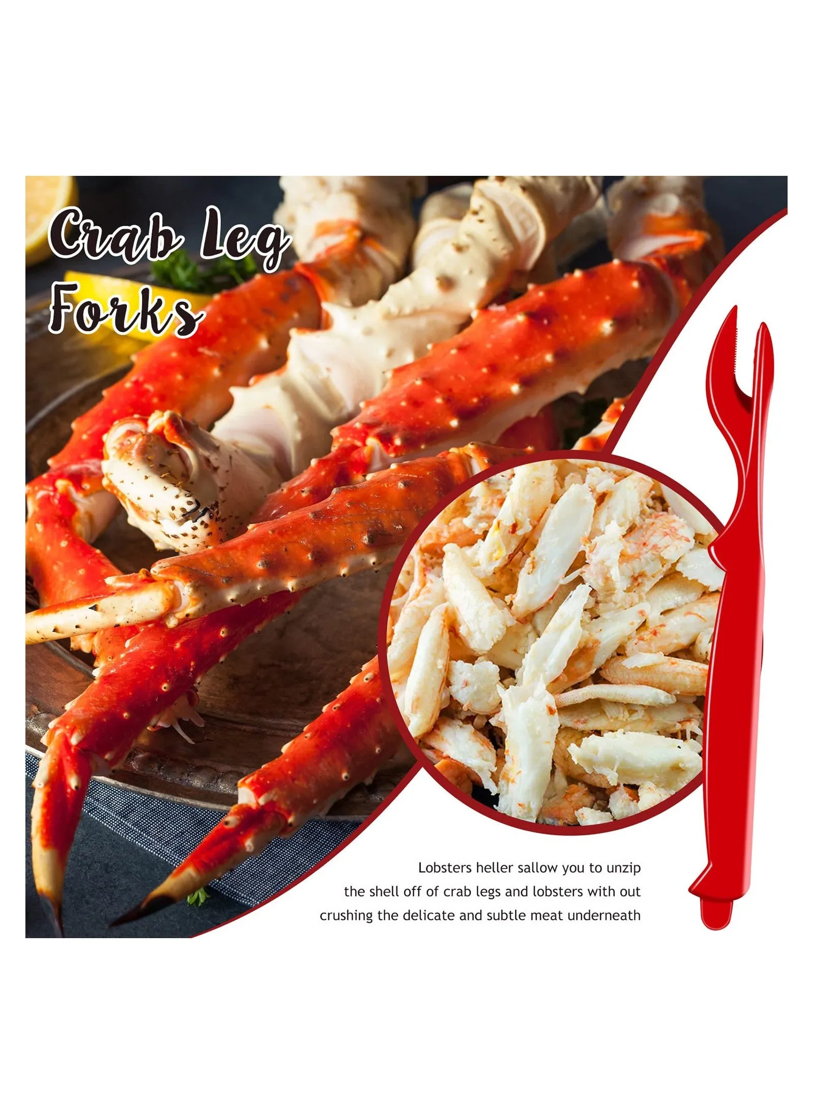 20 Piece Durable Crab Leg Crackers Set Seafood Tools With Shellfish Picks Knife Easy-To-Use Crab Leg Opener And Picks Crab And Lobster Leg Crackers Kit For Lobster Crab Crawfish Prawns Shrimp-2