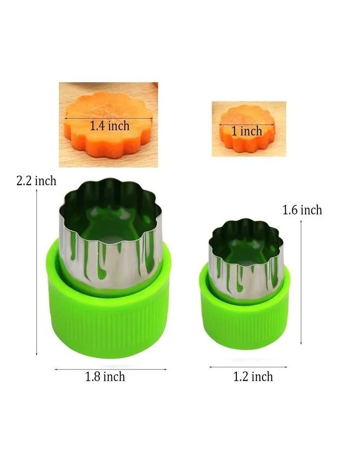 مجموعة قطاعات بأشكال الفاكهة والخضراوات مصنوعة من الستانلس ستيل من 20 قطعة أخضر-2