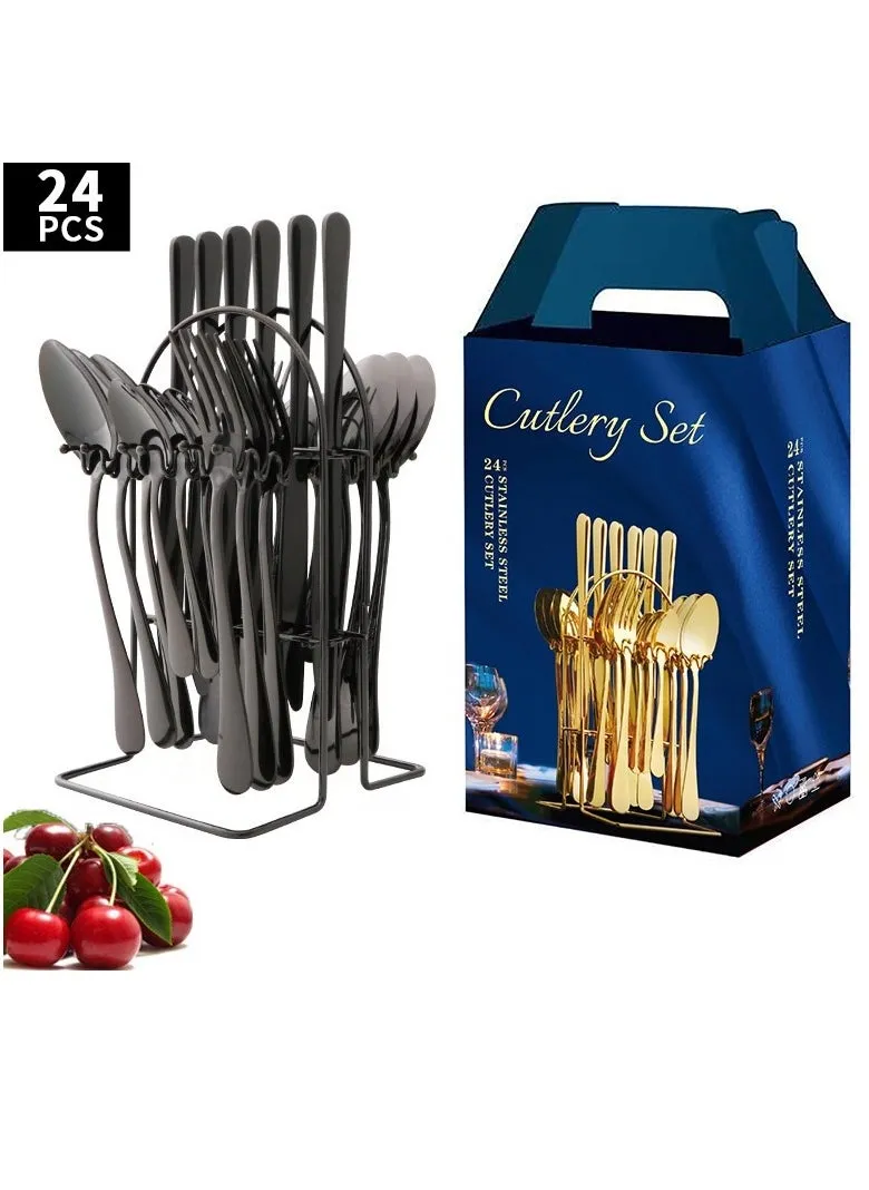 24-Piece Steak Knife Fork Spoon Cutlery Gift Set-1