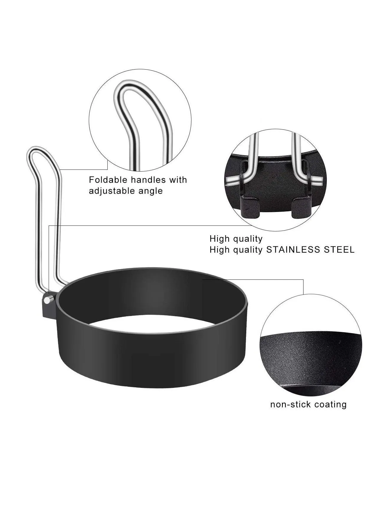 2pcs Egg Ring Professional Non Stick Rings Make Molds Round Pancake Mold Stainless Steel Breakfast Household Tool Cooking for Frying Mcmuffin Sandwiches-2