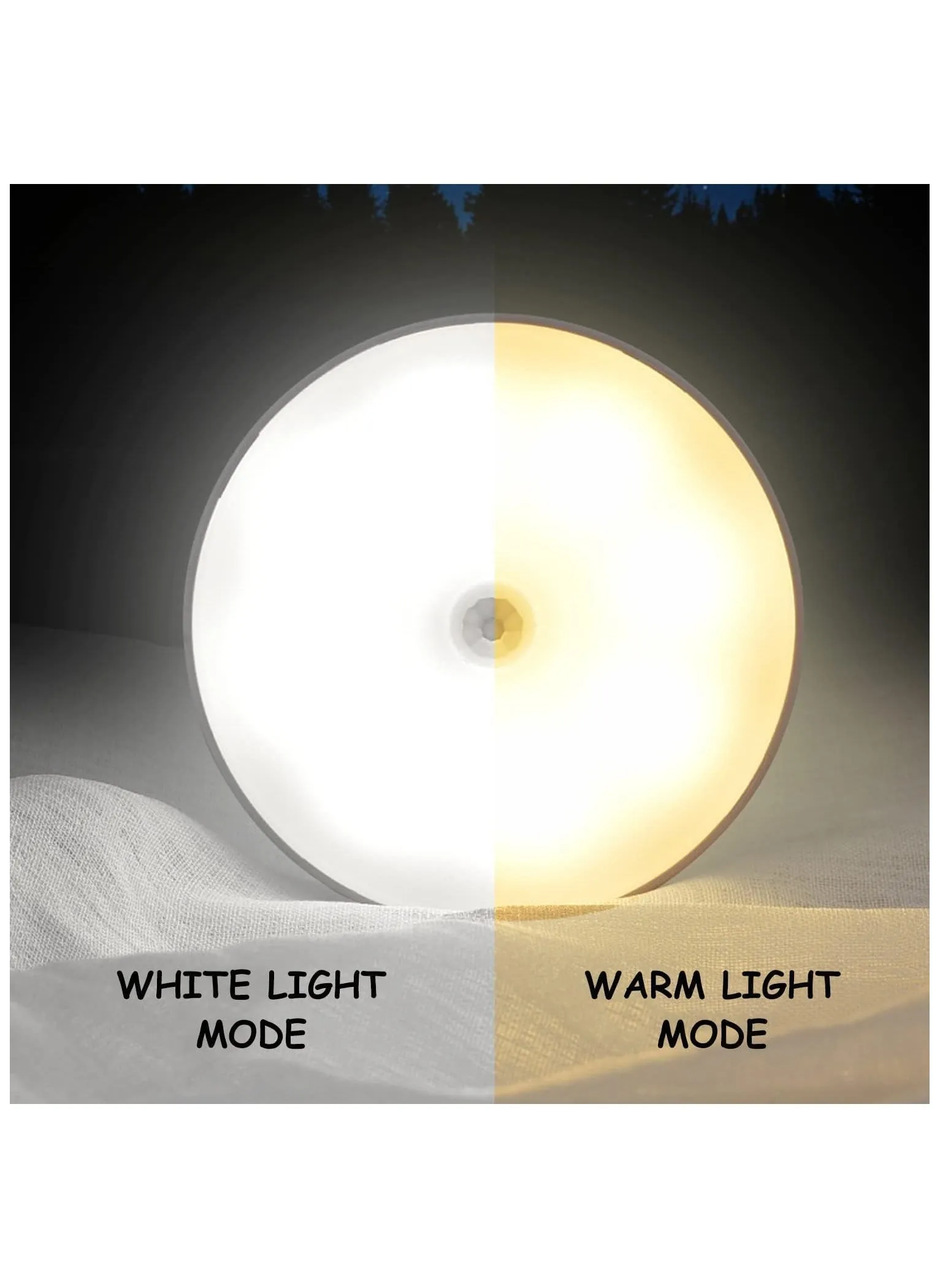 قطعتان من مصابيح LED الليلية بوضعين للألوان ومستشعر الحركة مع بطارية قابلة لإعادة الشحن وإضاءة خزانة لاسلكية مع كابل شحن USB للسلالم وغرفة النوم وغرفة المعيشة والحمام والمطبخ والجراج وخزانة الملابس-2