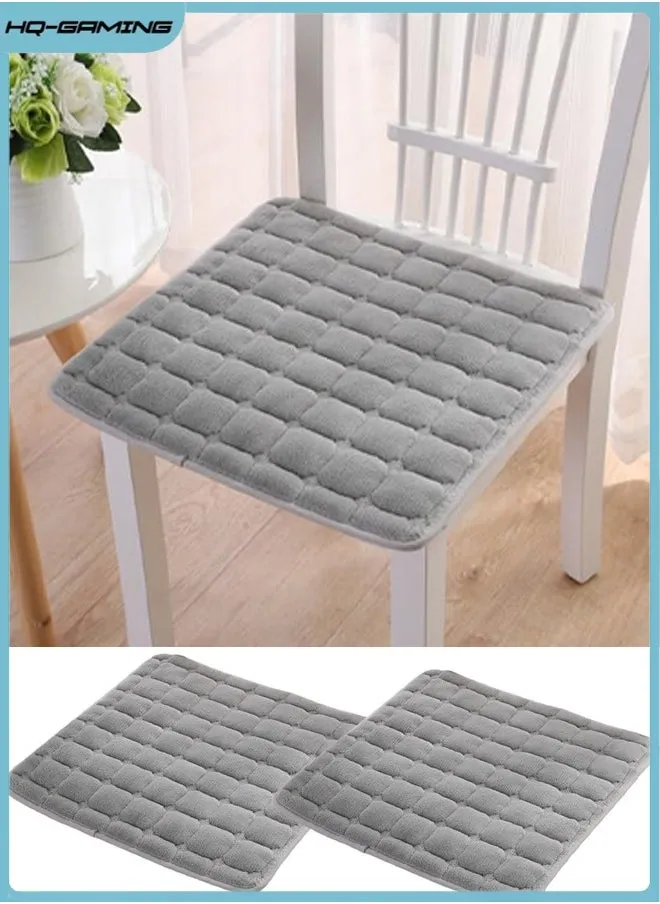 2PCS Square Chair Pads Seat Cushion with Ties, Indoor Seat Cushions Floor Chair Seat Pads Meditation Pillow Solid Comfortable Tufted Seat Cushion for Kitchen Dining Office Chair (Grey)-1