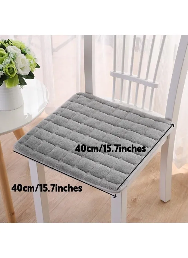 2PCS Square Chair Pads Seat Cushion with Ties, Indoor Seat Cushions Floor Chair Seat Pads Meditation Pillow Solid Comfortable Tufted Seat Cushion for Kitchen Dining Office Chair (Grey)-2