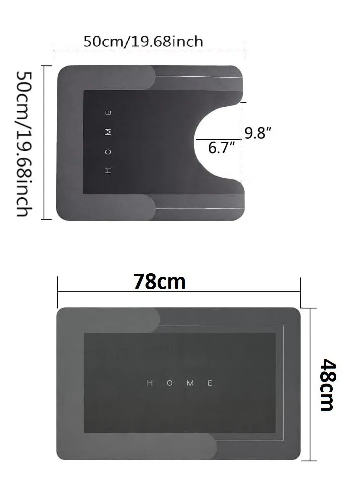 طقم سجادة حمام فائقة الامتصاص سريعة الجفاف مضادة للانزلاق مكونة من قطعتين-2
