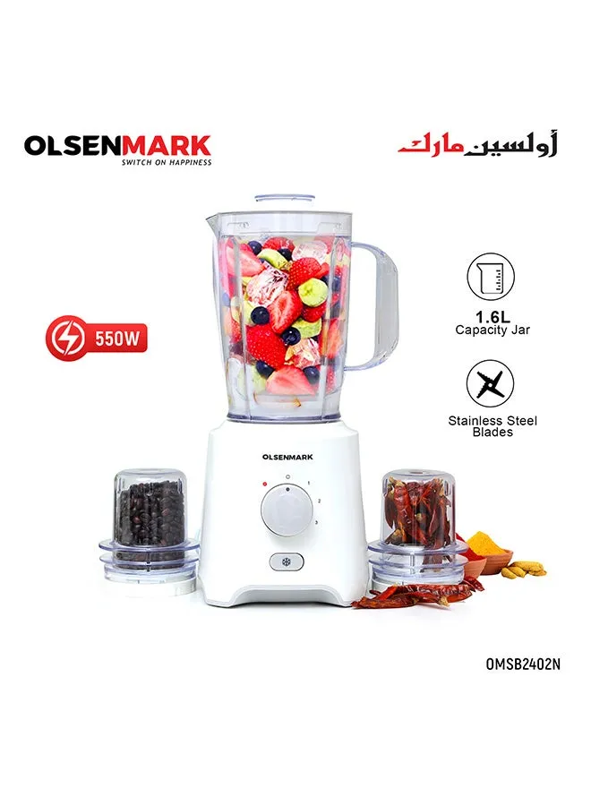 طقم 3 في 1 مكوّن من عصارة وخلاط وقطاعة 1.6 L 550 W OMSB2402J أبيض-1