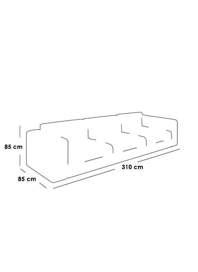 كنبة بوكليه بثلاثة مقاعد 310x85x85سم- رمادي-2