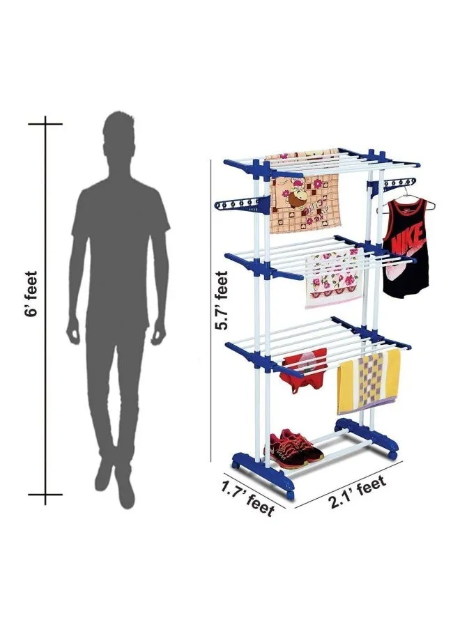 حامل لتجفيف الملابس مكون من 3 طبقات أزرق/ أبيض 5.7x2.1x1.7قدم-2