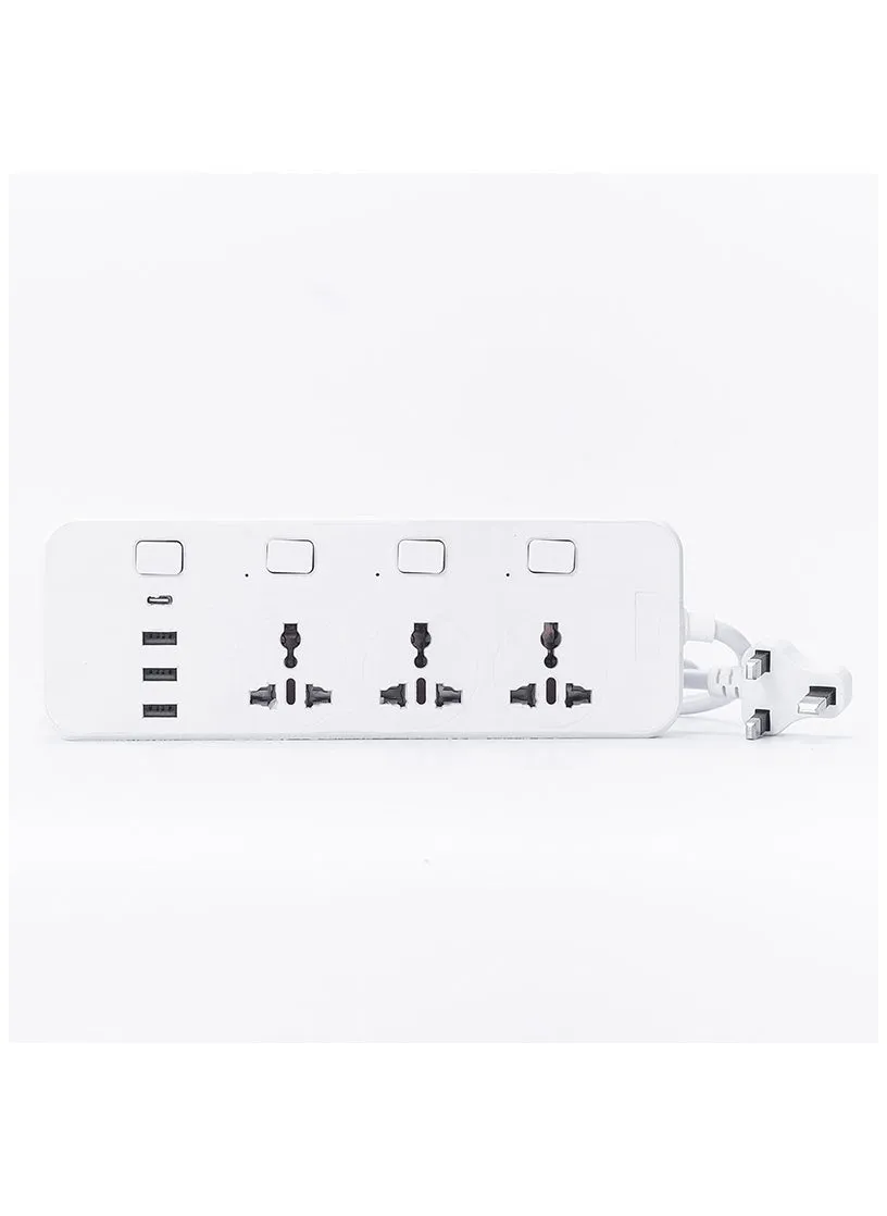 3 * منفذ شحن USB + 1 * منفذ شحن TYPE-C يمكن استخدام مصدر الطاقة 2000W ، كابل تمديد التوصيل والمقبس ، لشحن الهاتف المحمول-1