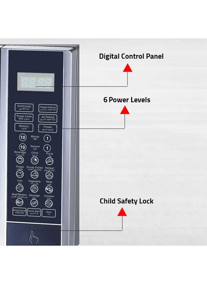 فرن ميكروويف 30 لتر 900 وات مع وحدة تحكم رقمية لون فضي RO-30MGS-2