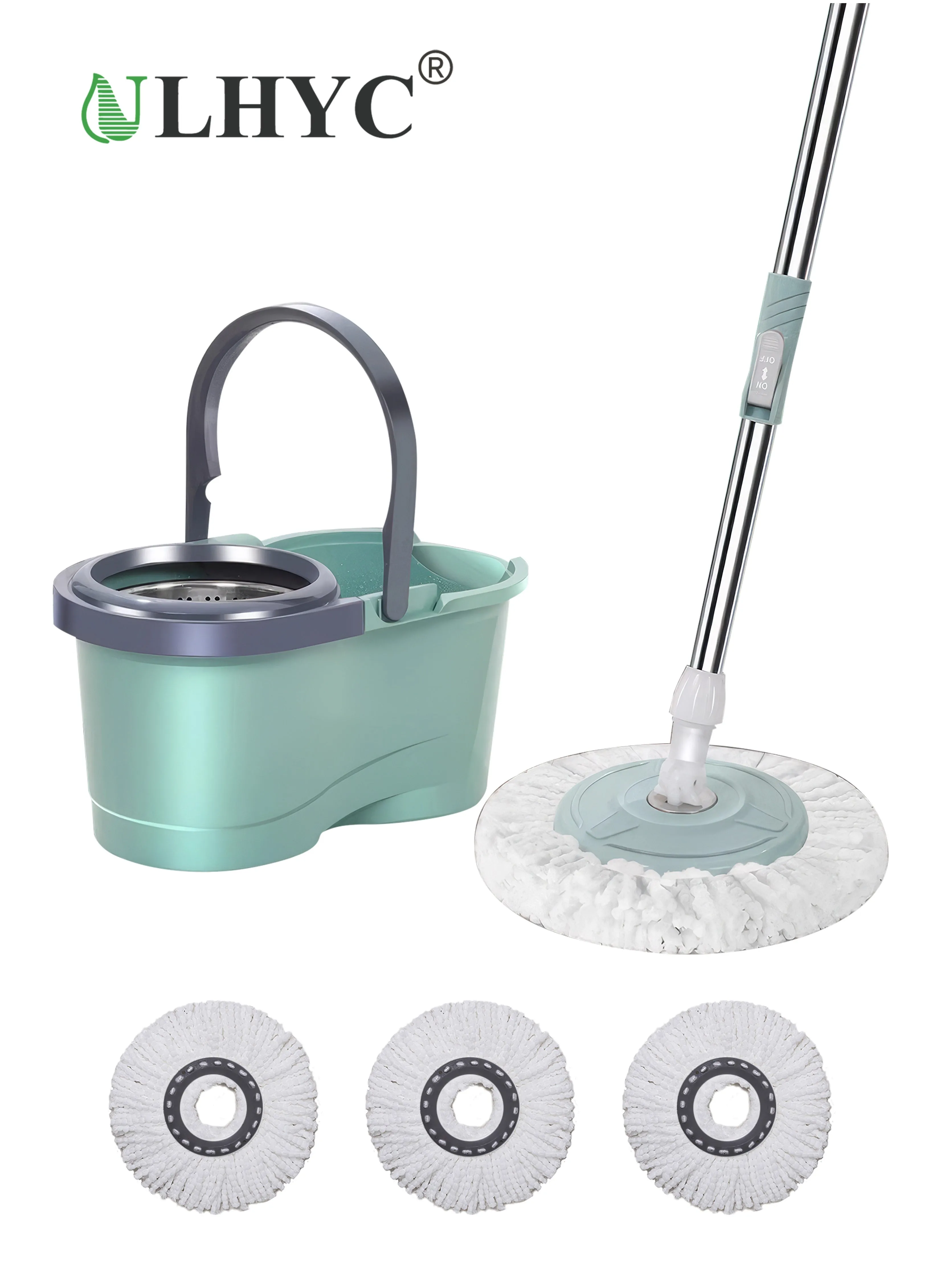 360 Degree Microfiber Spin Mop With BucketFor Floor Cleaning, Height Adjustable, With 3 Extra Refills-1