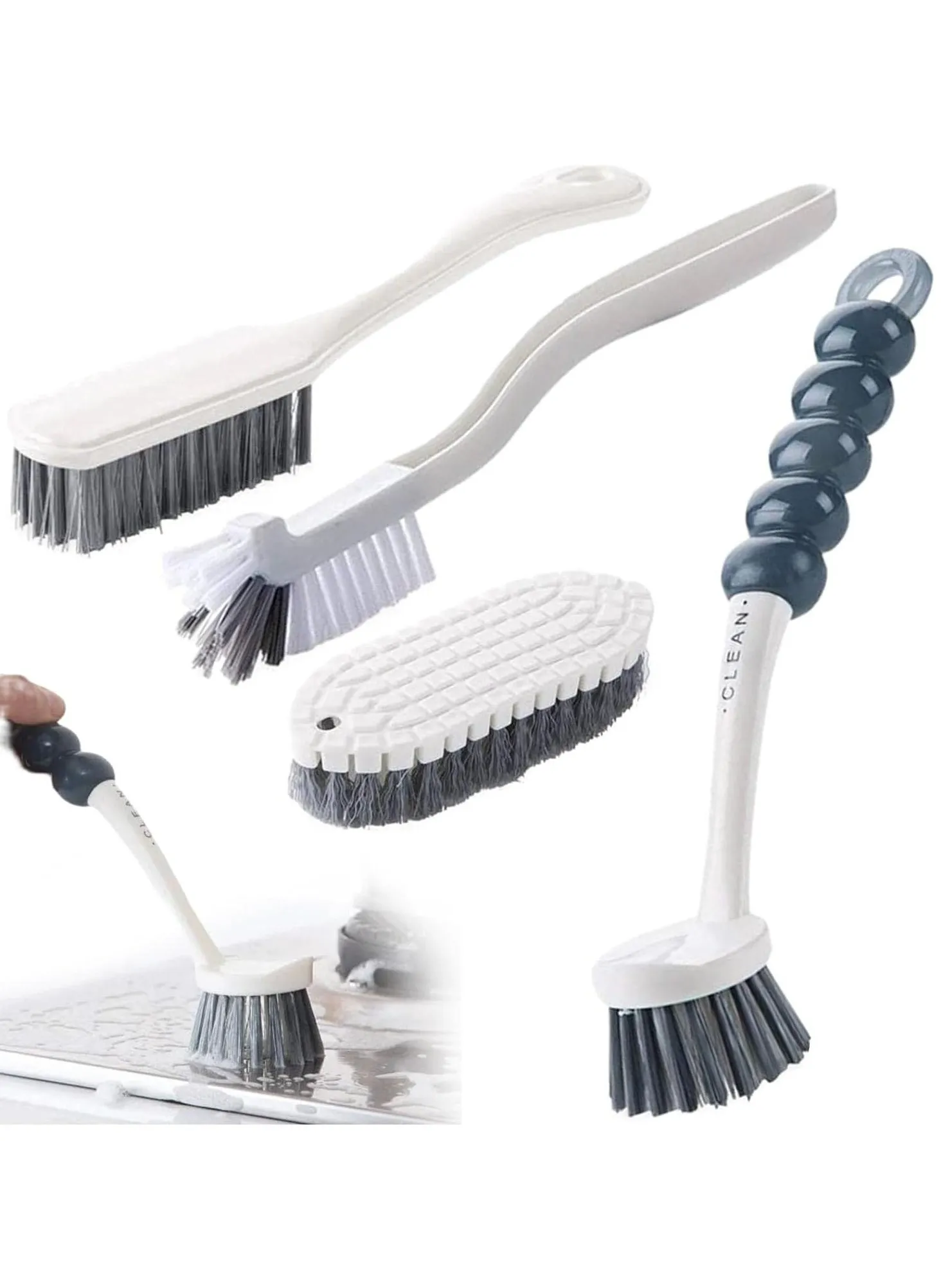 4 Pack Cleaning Brush Set, Kitchen Cleaning Brush with Handle, Multipurpose Cleaning Brush for Shoe, Bathroom, Tub, Tile-1