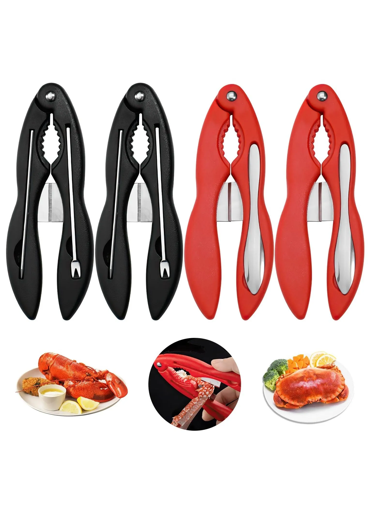 4 Pcs Crab Crackers and Tools, Multifunctional Crab Leg Crackers, Lobster Crackers and Picks Set, Crab Utensils Seafood Tools, Crab Forks Scissors Lobster Shellers, Nut Cracker Set for Crab Legs-1