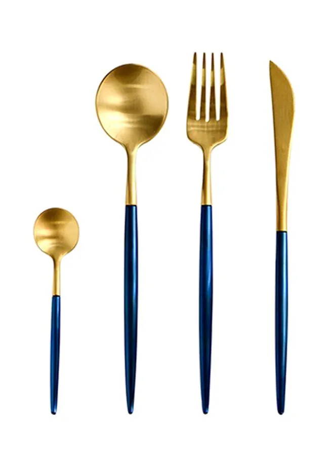 4-Piece Dinner Flatware Cutlery Set Blue/Gold-1