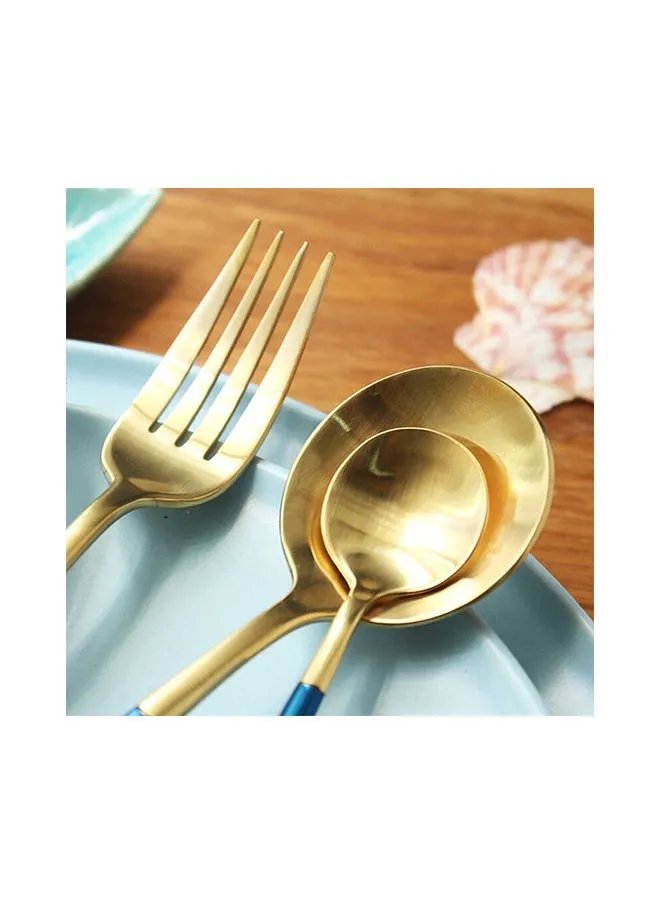 4-Piece Dinner Flatware Cutlery Set Blue/Gold-2