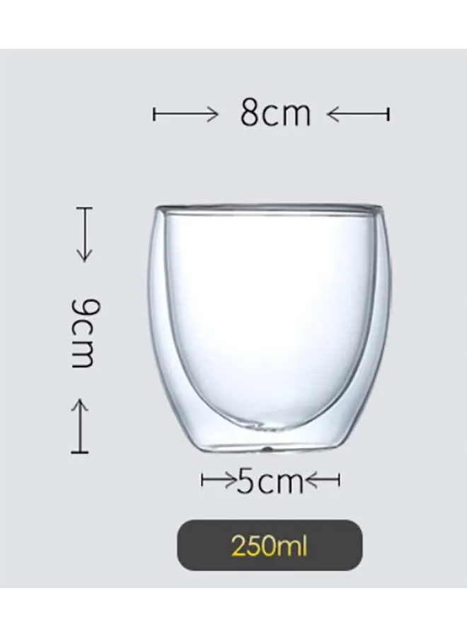 طقم أكواب زجاجية مزدوجة مكون من 4 قطع شفاف 250ملليلتر-2