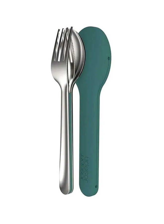 طقم أدوات المائدة جو إيت مكون من 4 قطع أخضر مزرق/ فضي Spoon 1x12, Fork 1x12, Knife 1x12, Cover 1x13سم-1