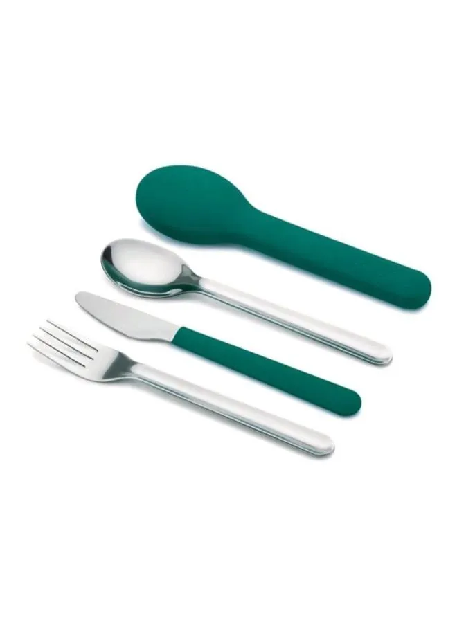 طقم أدوات المائدة جو إيت مكون من 4 قطع أخضر مزرق/ فضي Spoon 1x12, Fork 1x12, Knife 1x12, Cover 1x13سم-2