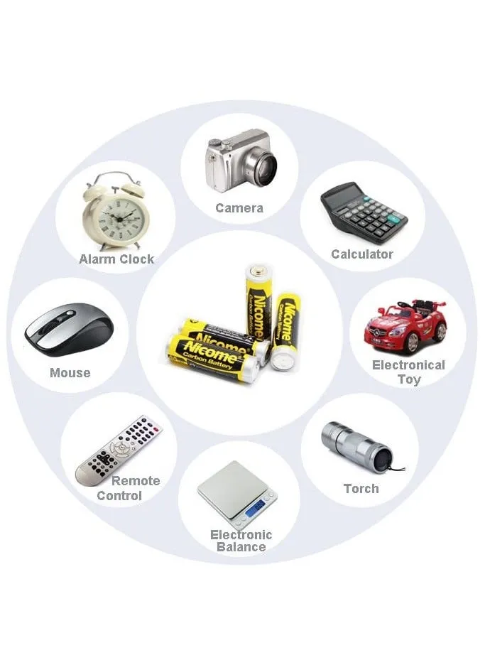 4 قطعة بطارية كربون عالية الجودة تدوم طويلاً مقاس AA-2