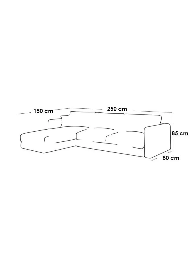 كنبة زاوية 4 مقاعد شكل حرفL   بمقاس 250x150x80x85 سم - بيج-2