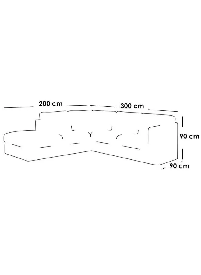 كنبة زاوية 4 مقاعد شكل حرفL   90x90x300x200 سم - أبيض-2