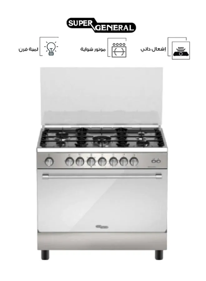 فرن غاز بخمس شعلات، KSGC9082FS، فضي-1