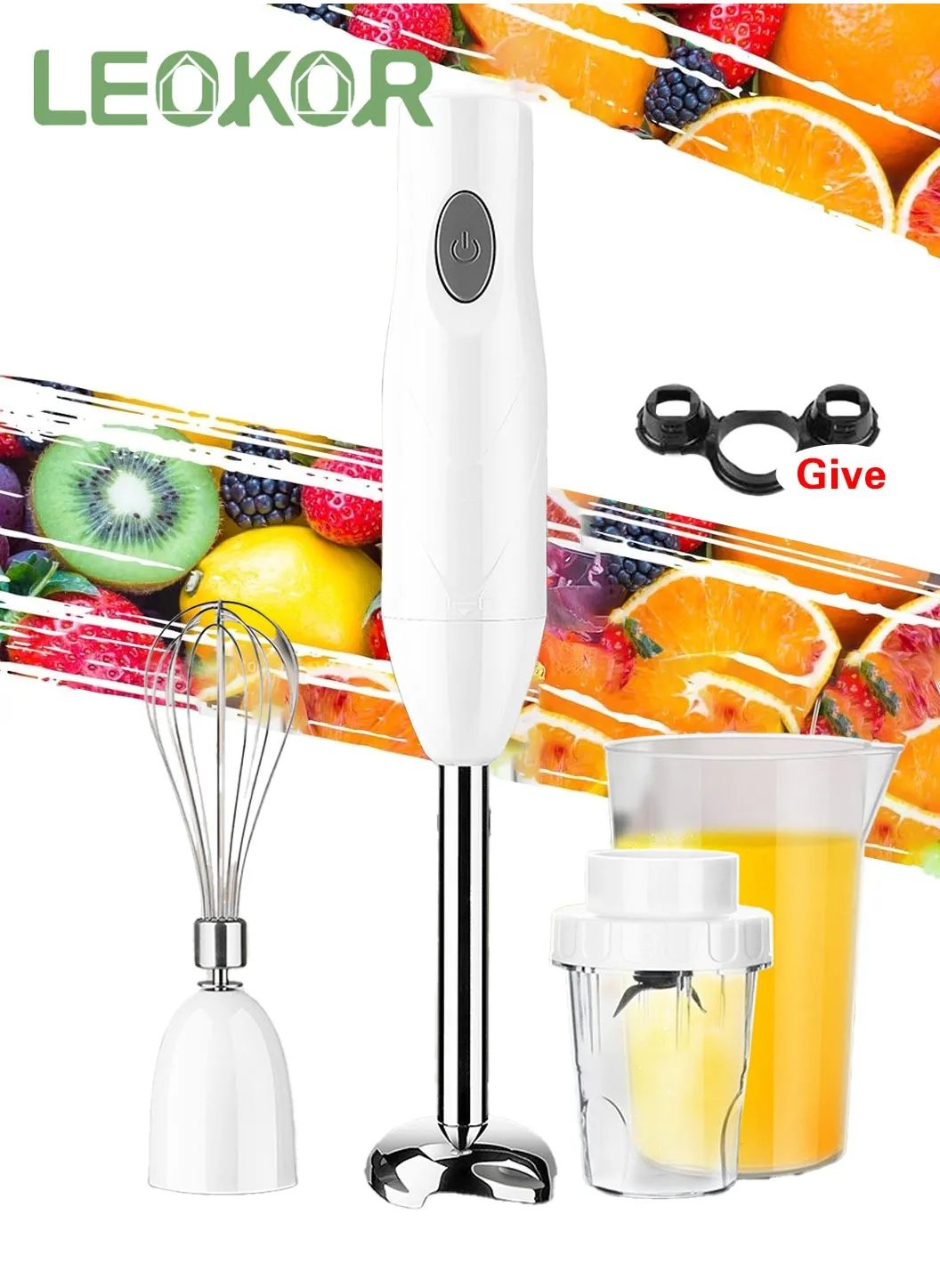 5 in 1 Hand Blender, Electric Immersion Blender, Include Hand Stick Blender, Egg Whisk, Chopper Bowl, Beaker, for Smoothies, Puree, Baby Food-1