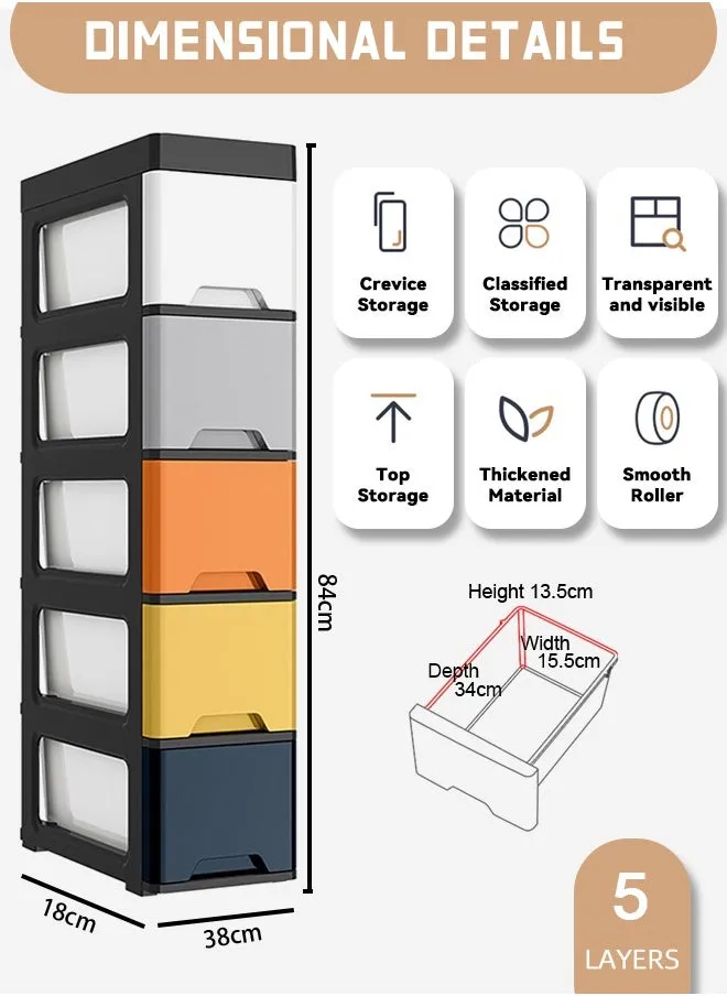 5 طبقات منظم تخزين للأدراج على الجزء العلوي منضدة عمودية وحدة تنظيم جانبية للخزائن وغرفة النوم وغرفة الحضانة والحمام-2