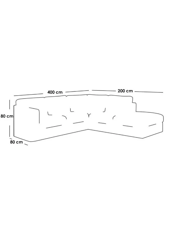 كنبة زاوية 5 مقاعد شكل حرفL   بمقاس 200x80x400x80 سم - رمادي-2