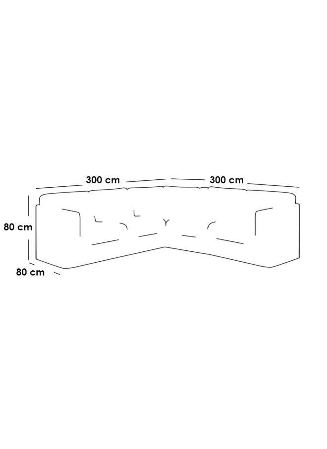 كنبة زاوية 5 مقاعد شكل حرفL   مقاس 300×80×300×80 سم - رمادي-2