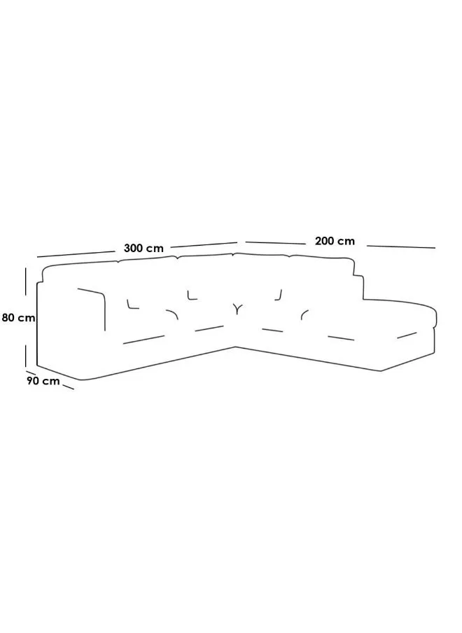 كنبة زاوية 5 مقاعد شكل حرفL   مقاس 80x200x90x300 سم - أوف وايت-2