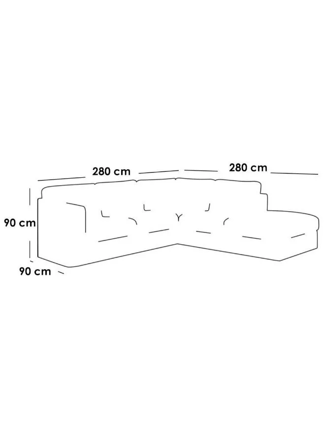 كنبة زاوية 5 مقاعد شكل حرفL   90x90x280x280 سم - رمادي-2