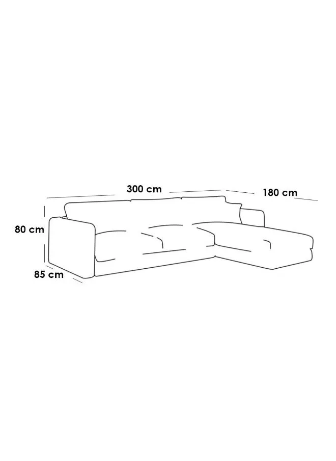 كنبة 5 مقاعدبمقاس 85x180x300x80 سم من الكتان - بيج-2