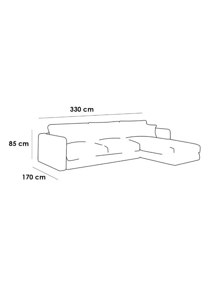 كنبة 5 مقاعد شكل حرفL   مقاس 85x180x300x70 سم من الكتان - رمادي-2