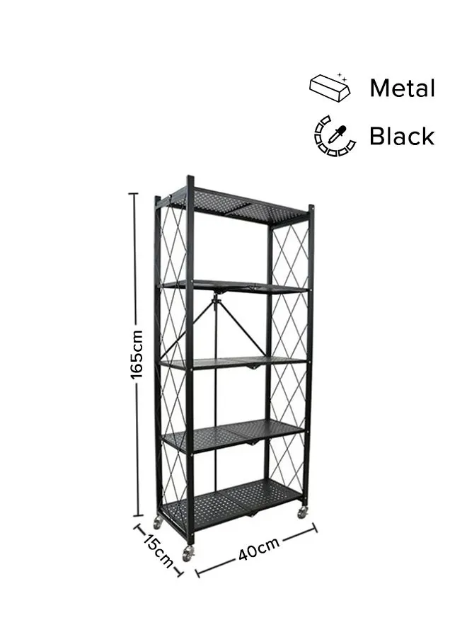 حامل تخزين للمطبخ من 5 رفوف أسود 165x40x15سم-1